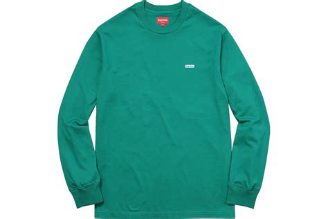 Supreme Metallic Box Logo L/S Tee Teal Men's 